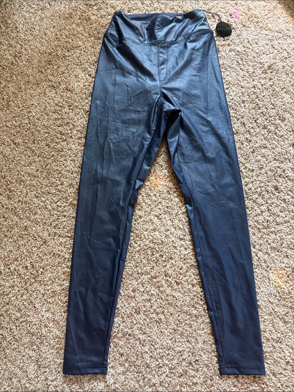NWT Aerie size Medium Navy Blue Women’s Faux Leather Leggings